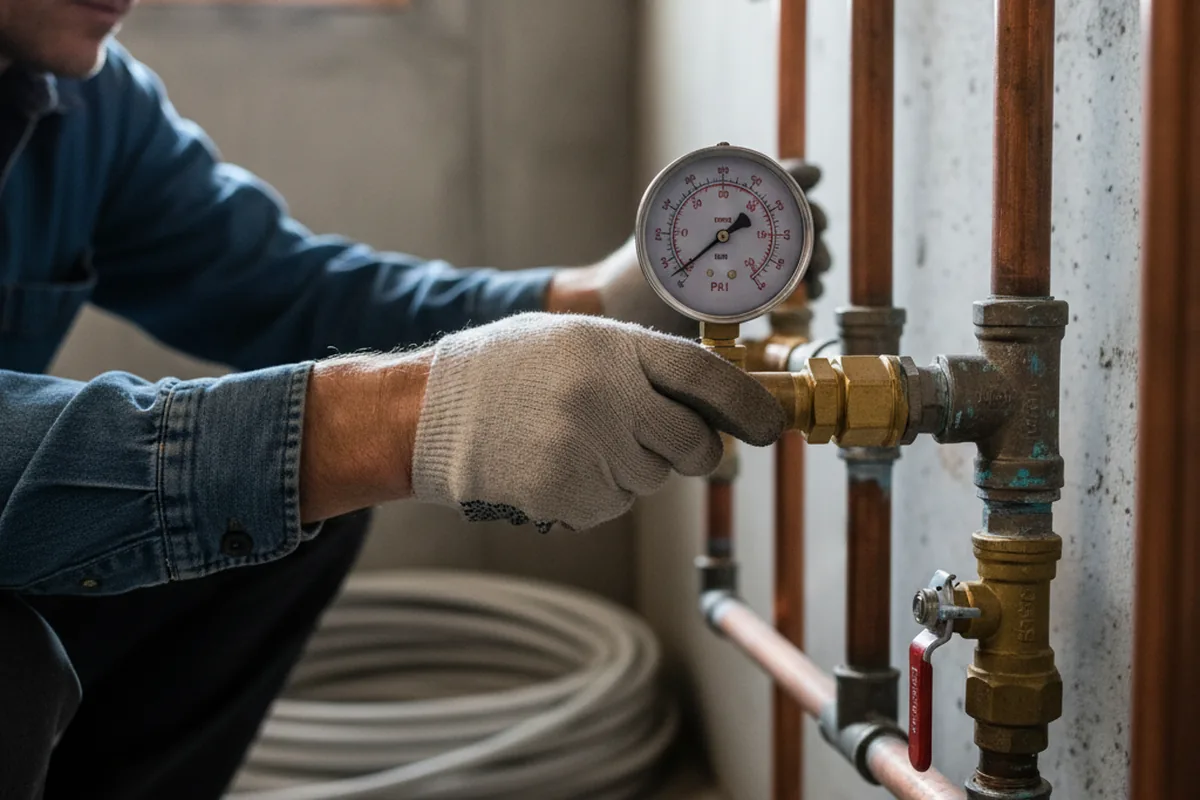 Pressure testing a repaired line during Water Line Repair in Hidalgo
